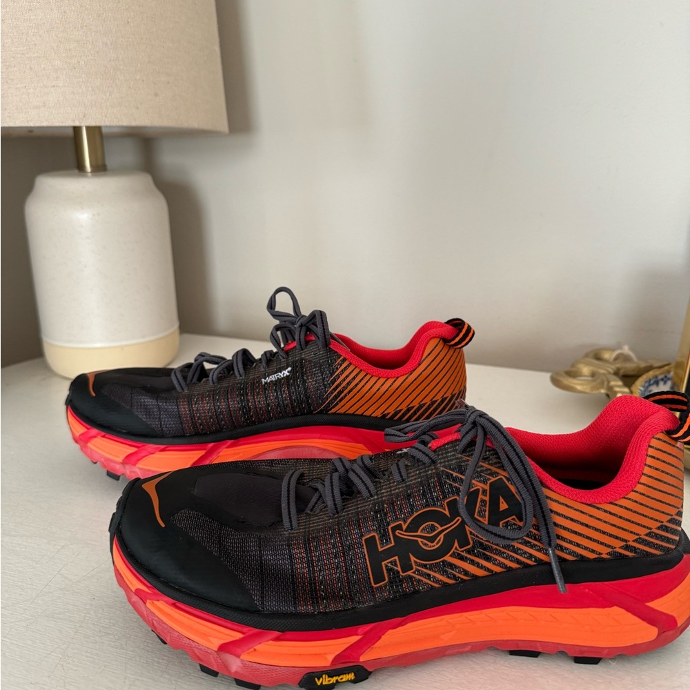 Hoka Black and Orange Running Shoes